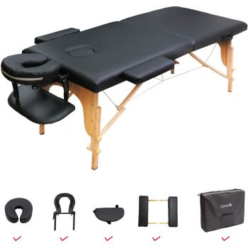Foldable Super Massage Bed 28 Inches Width Height Adjustable Portable 2 Fold Massage Bed Reiki Facial Table Bed with Free Carrying Bag n Head Rest n Arm Rests